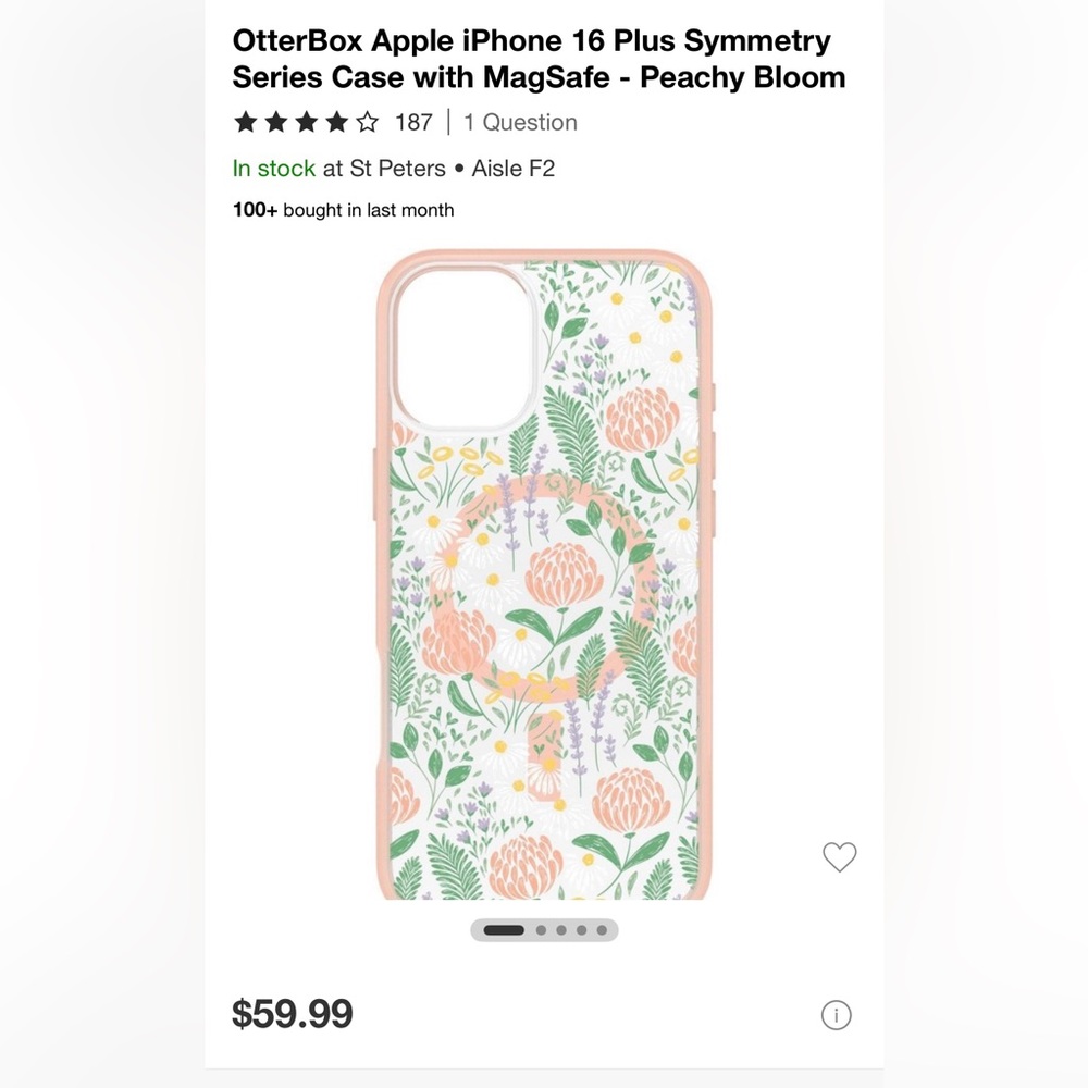 OtterBox Symmetry Series Case for iPhone 16 Plus - Peachy Bloom